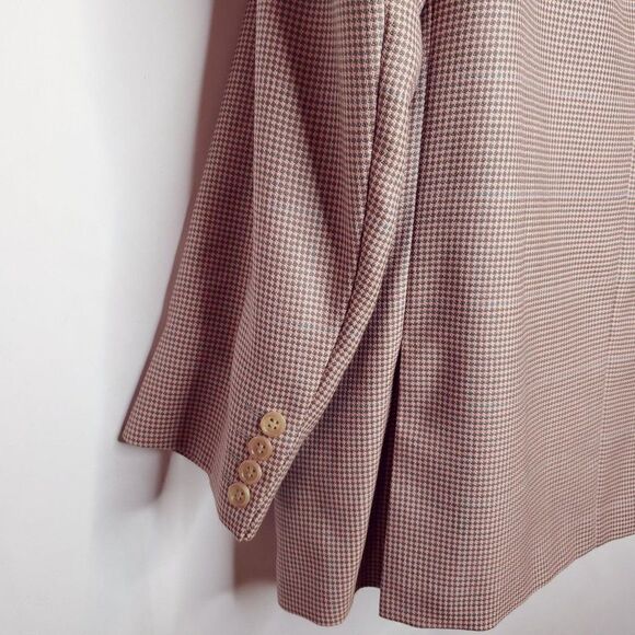 Vintage Mario Desutti Pink Taupe Brown Blazer Sport Coat Sz L Blue Stripe - Picture 4 of 6